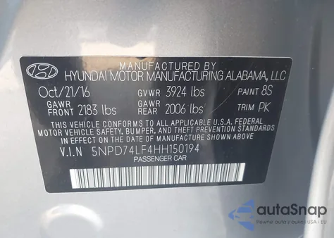 2017 Hyundai Elantra Se из США, поврежденный, VIN 5NPD74LF4HH150194